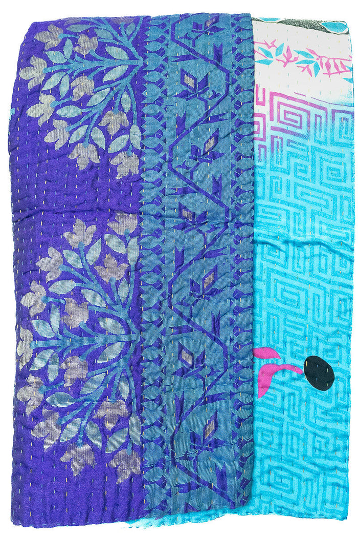 Kantha Silk Throw Blanket