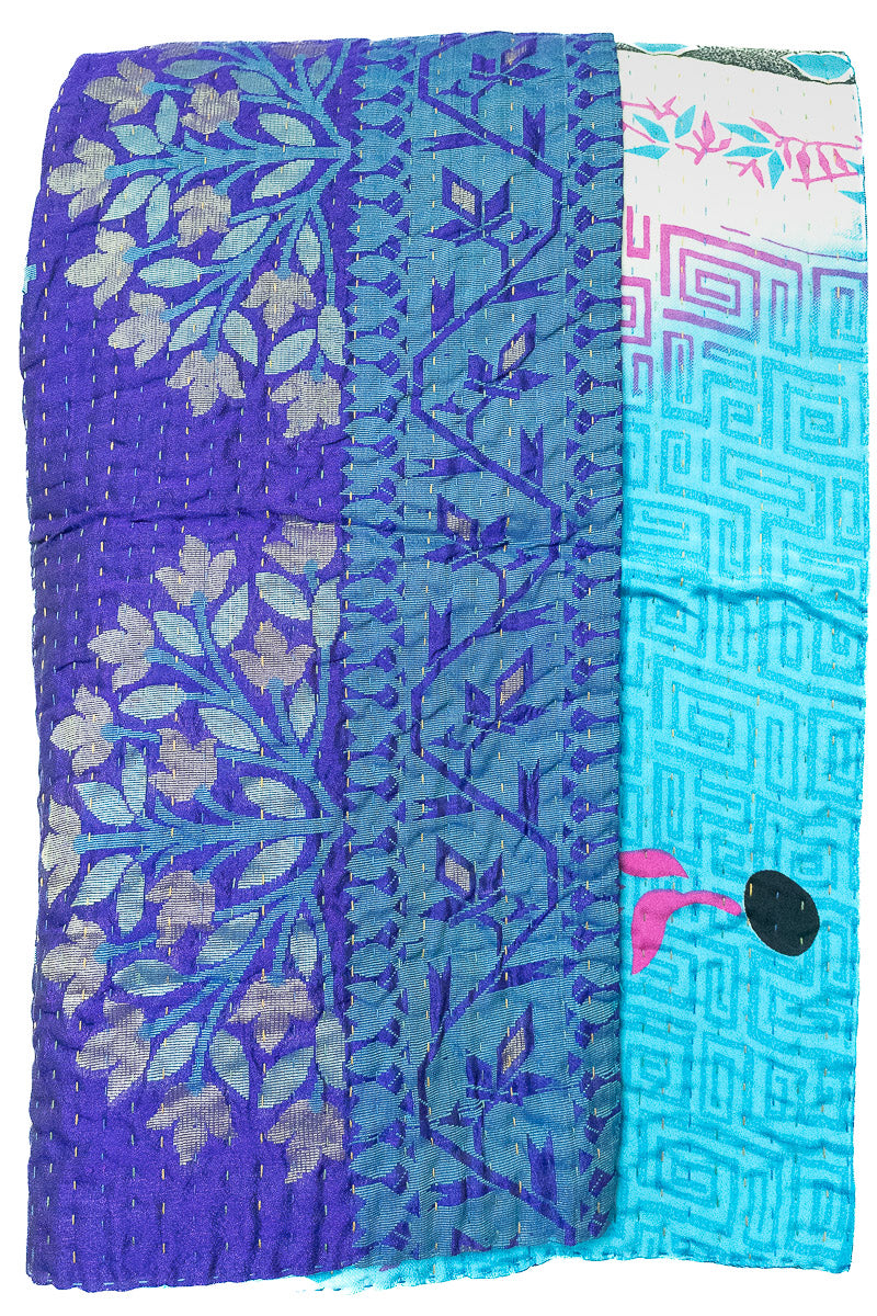 Kantha Silk Throw Blanket