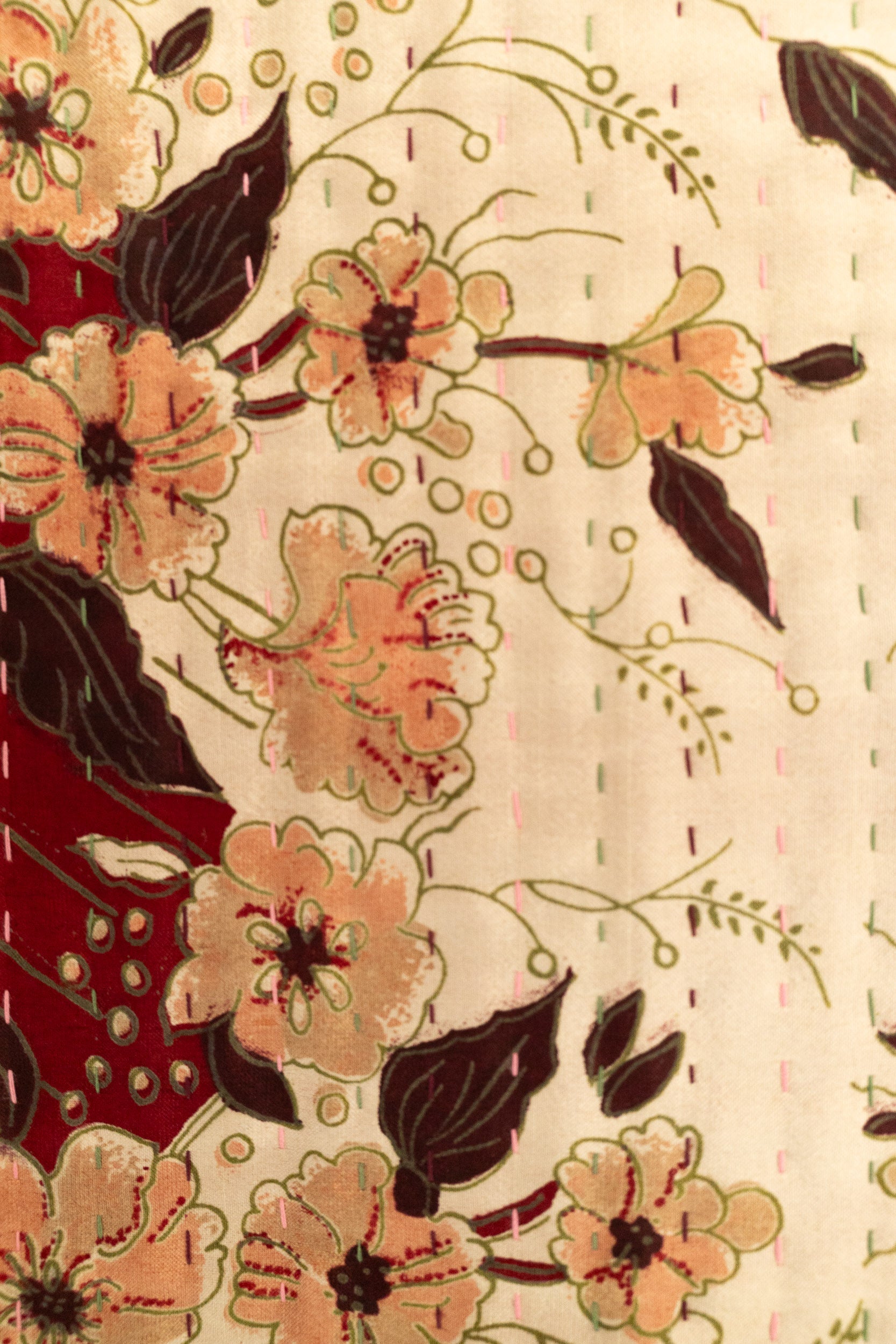 Bloom Silk Blend Kantha Throw