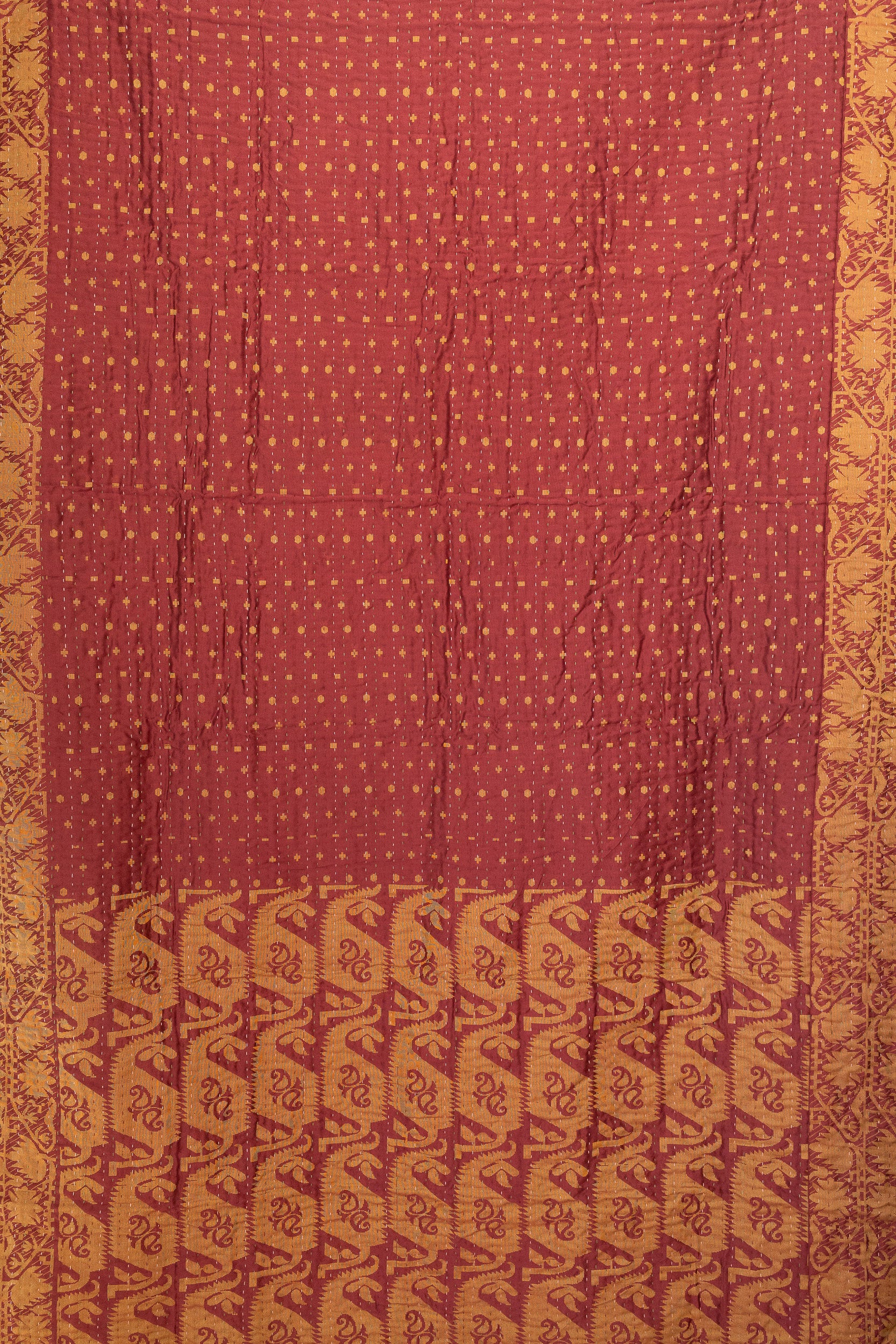 Bloom Silk Blend Kantha Throw