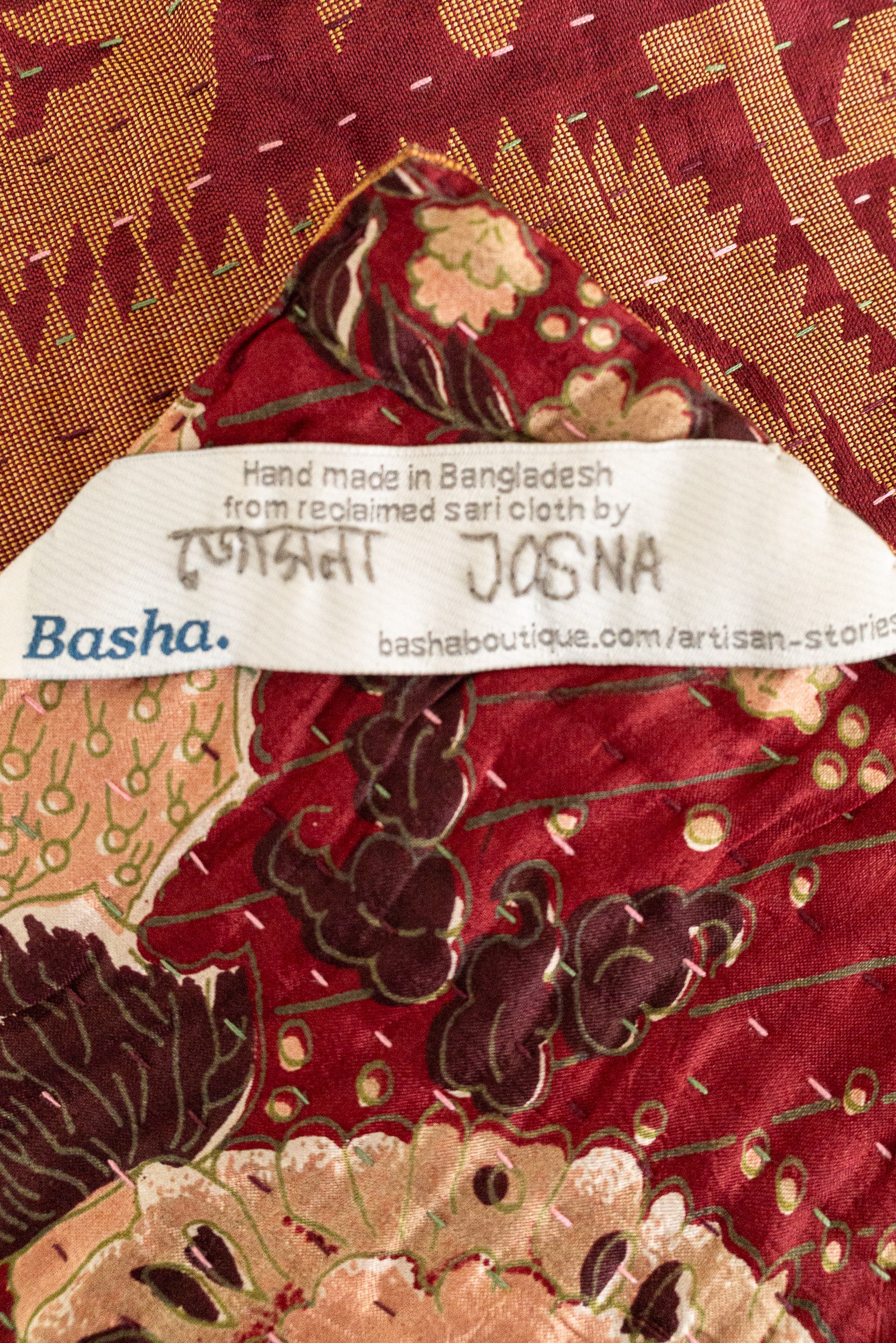 Bloom Silk Blend Kantha Throw