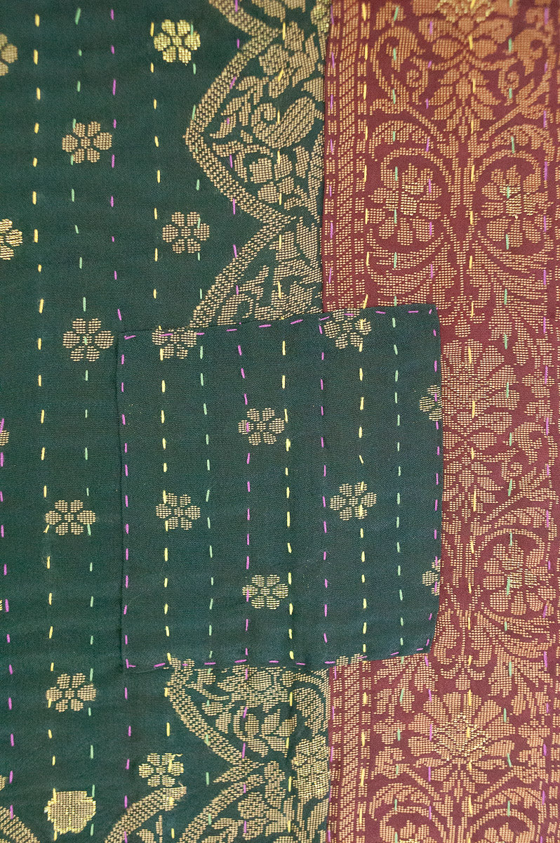 Blush Silk Blend Kantha Throw