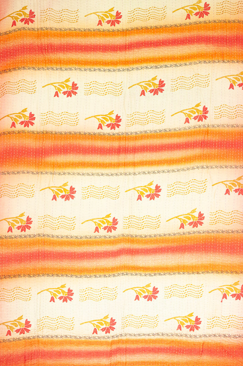 Blush Silk Blend Kantha Throw