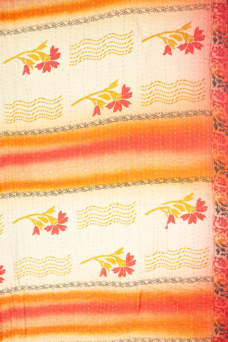 Blush Silk Blend Kantha Throw