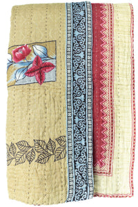 Blushing Kantha Throw Blanket