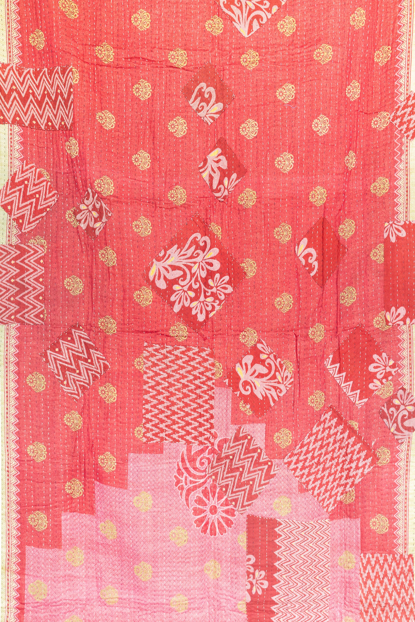 Blushing Kantha Throw Blanket