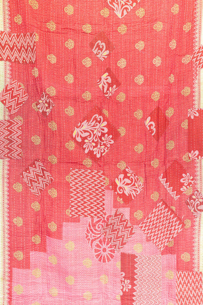 Blushing Kantha Throw Blanket