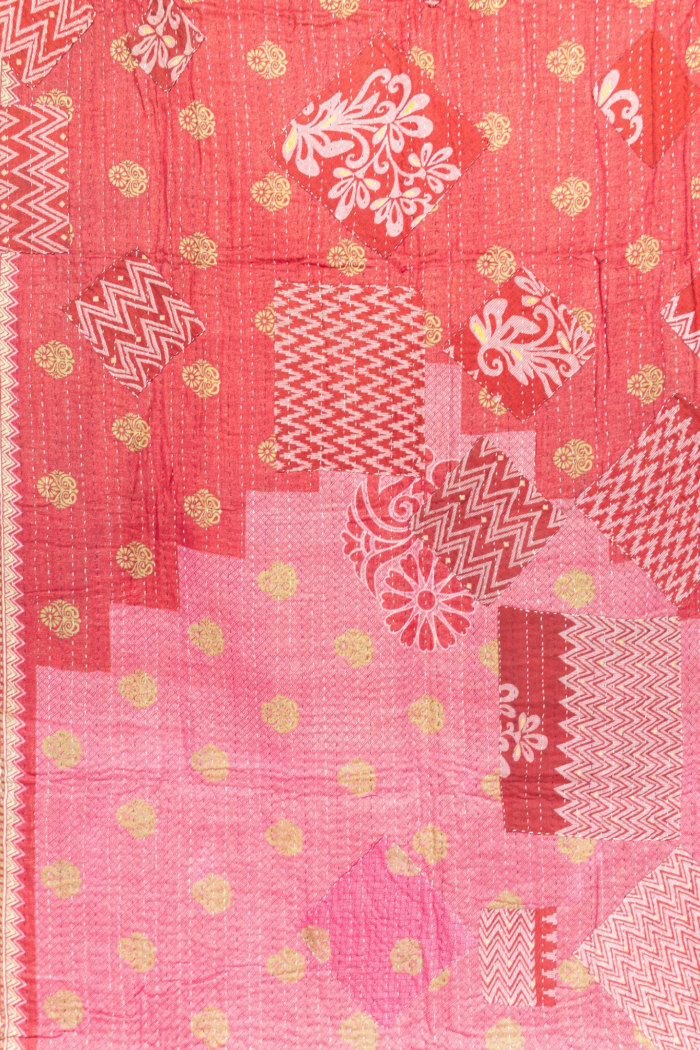 Blushing Kantha Throw Blanket