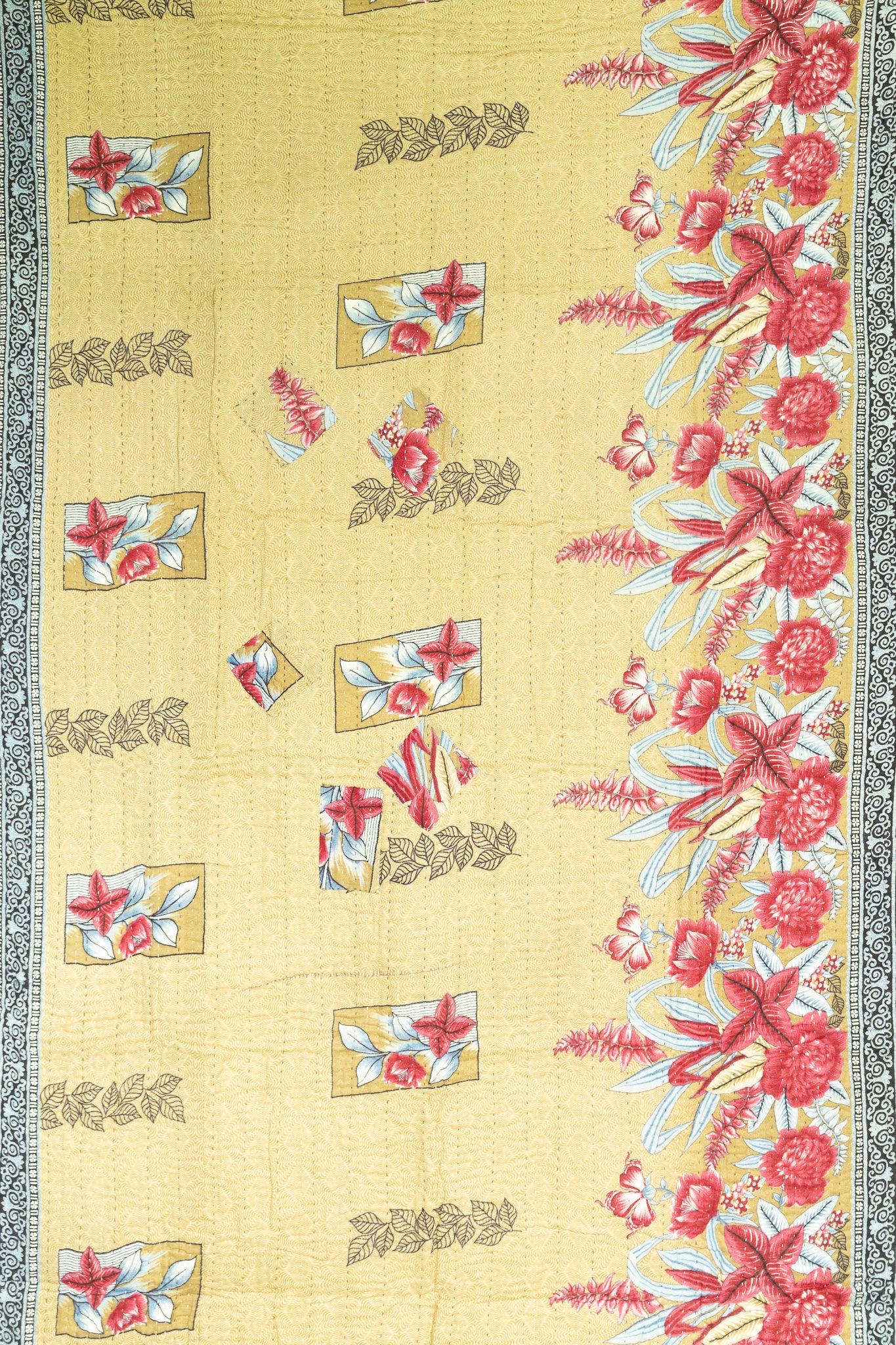 Blushing Kantha Throw Blanket