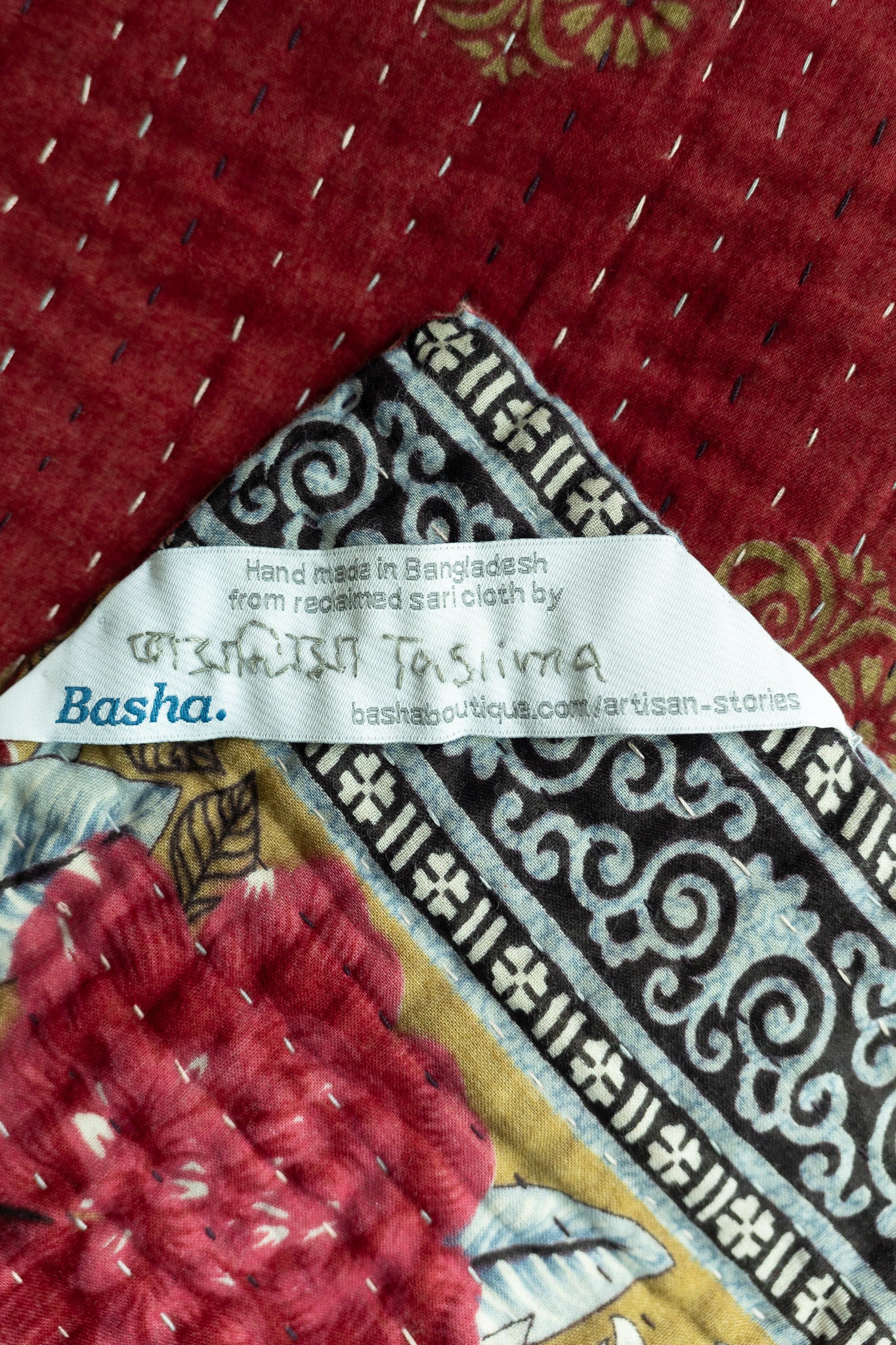 Blushing Kantha Throw Blanket