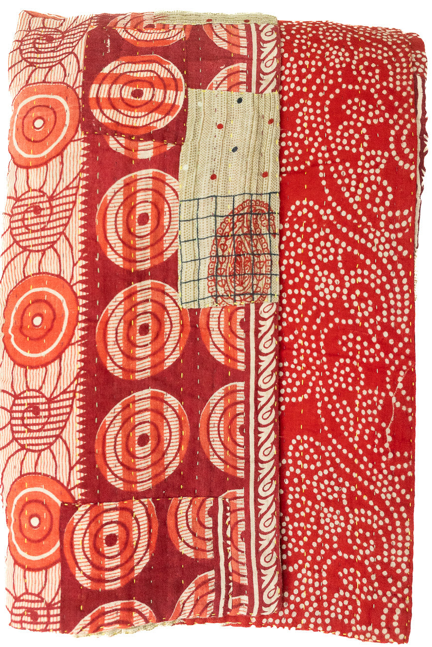 Kantha Large Throw Blanket