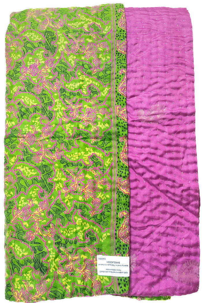Kantha Silk Throw Blanket