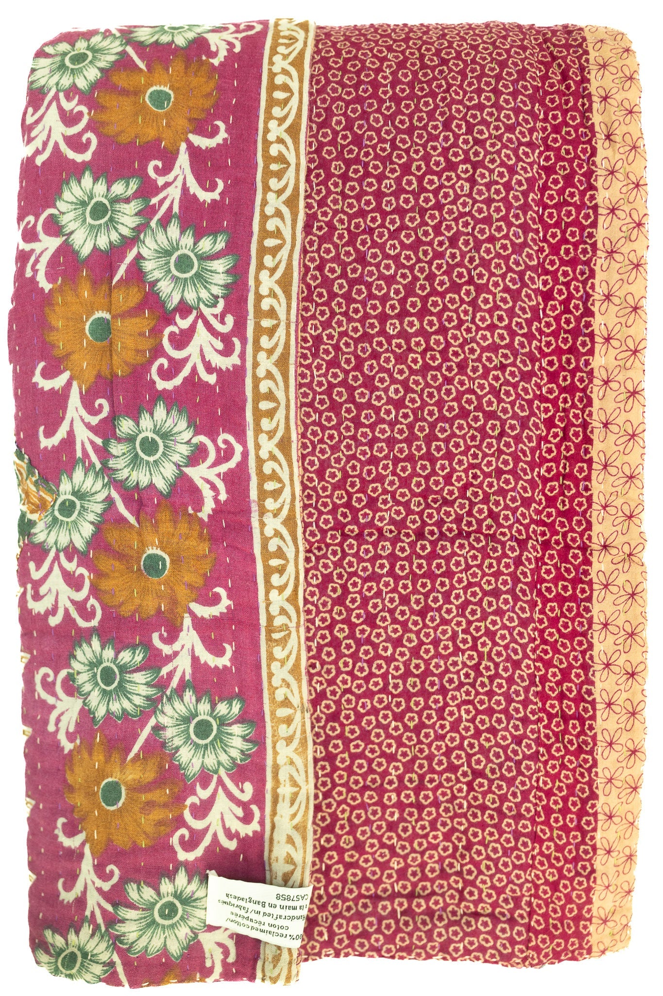 Kantha Large Throw Blanket