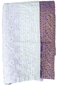 Brilliant Silk Blend Kantha Throw Blanket