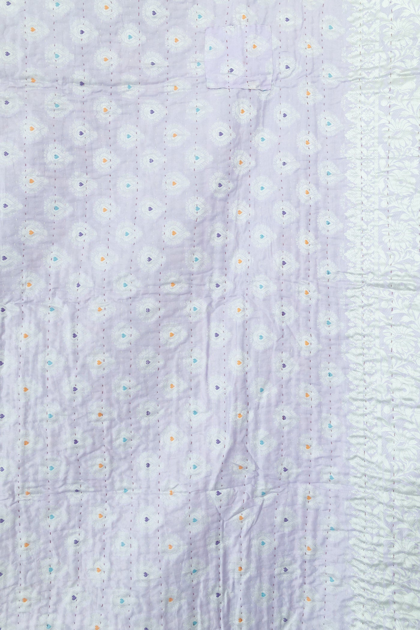 Brilliant Silk Blend Kantha Throw Blanket
