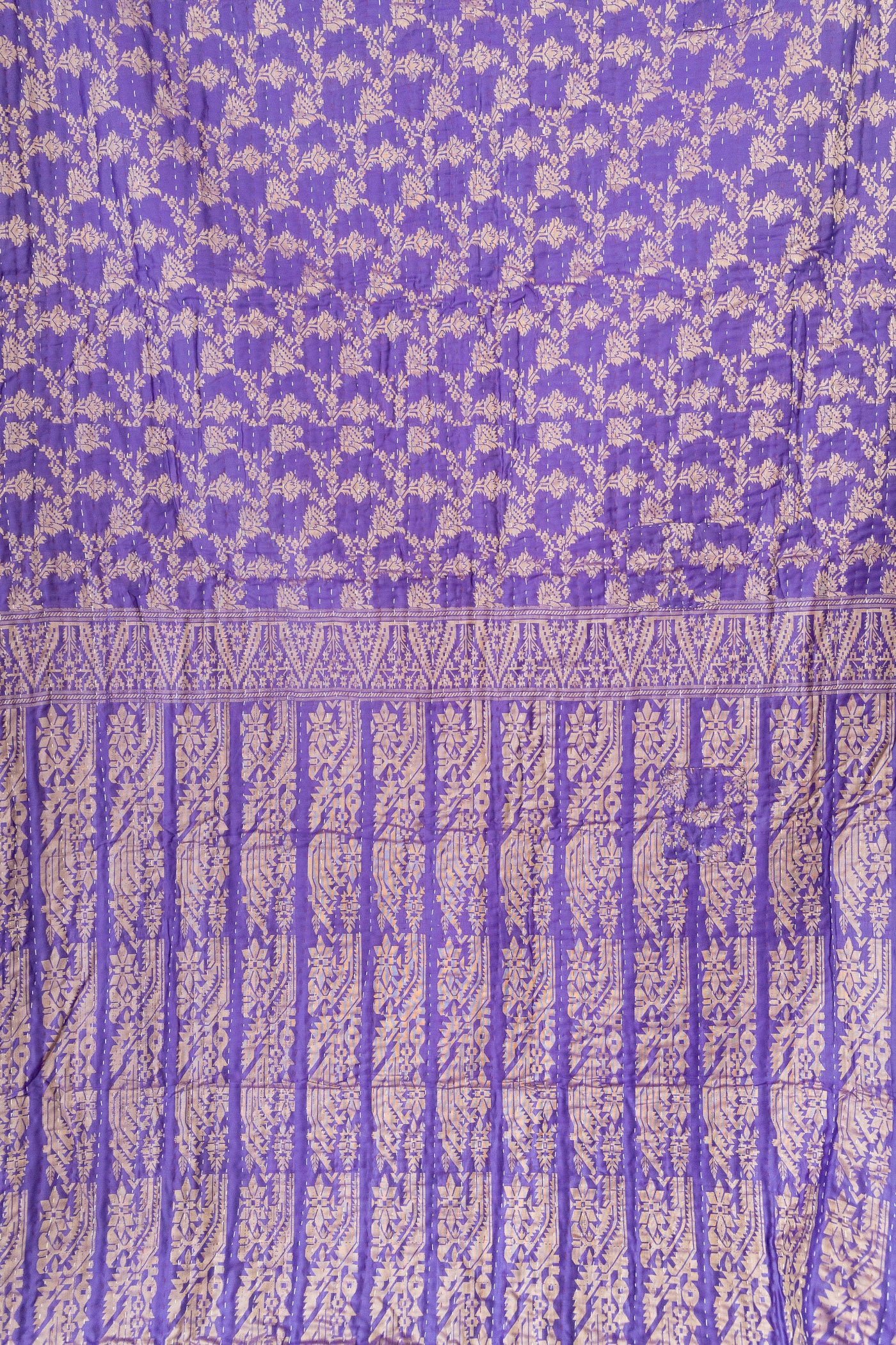 Brilliant Silk Blend Kantha Throw Blanket