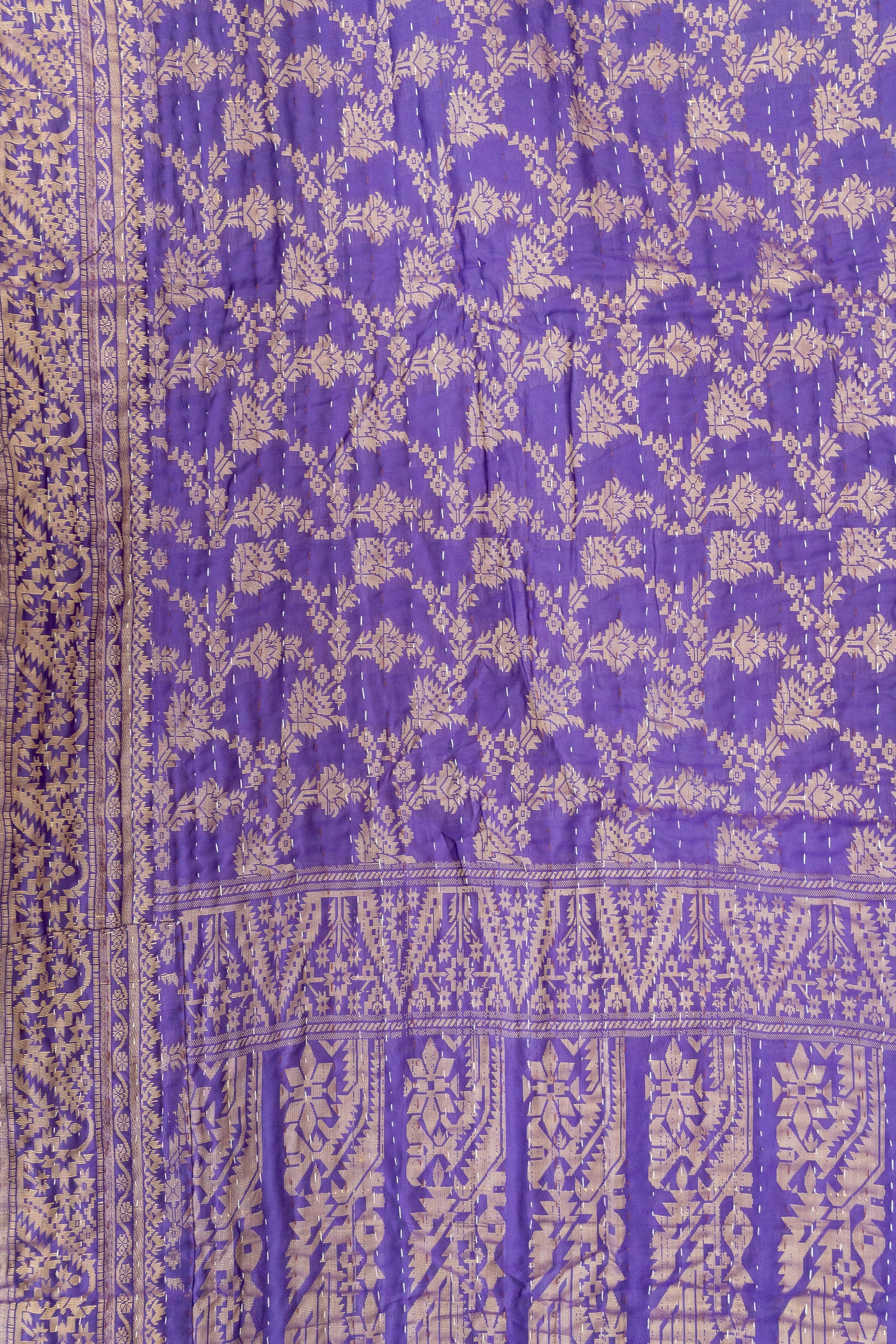 Brilliant Silk Blend Kantha Throw Blanket