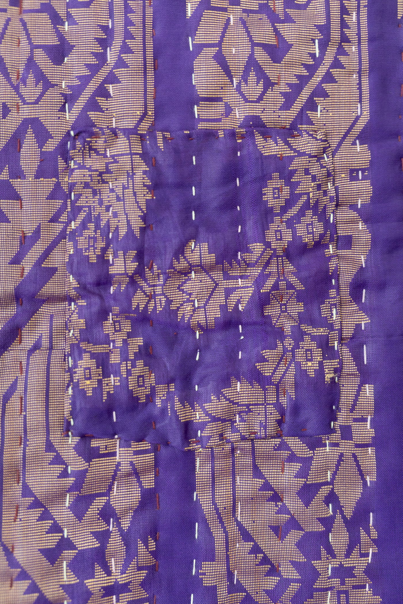 Brilliant Silk Blend Kantha Throw Blanket