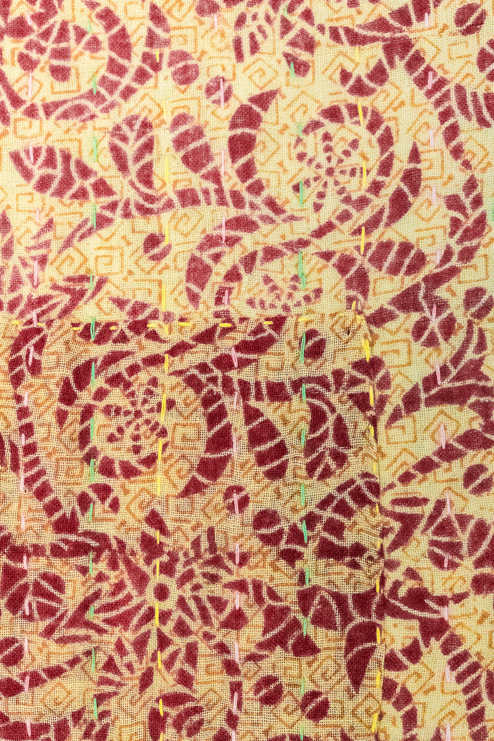 Burgundy Kantha Throw