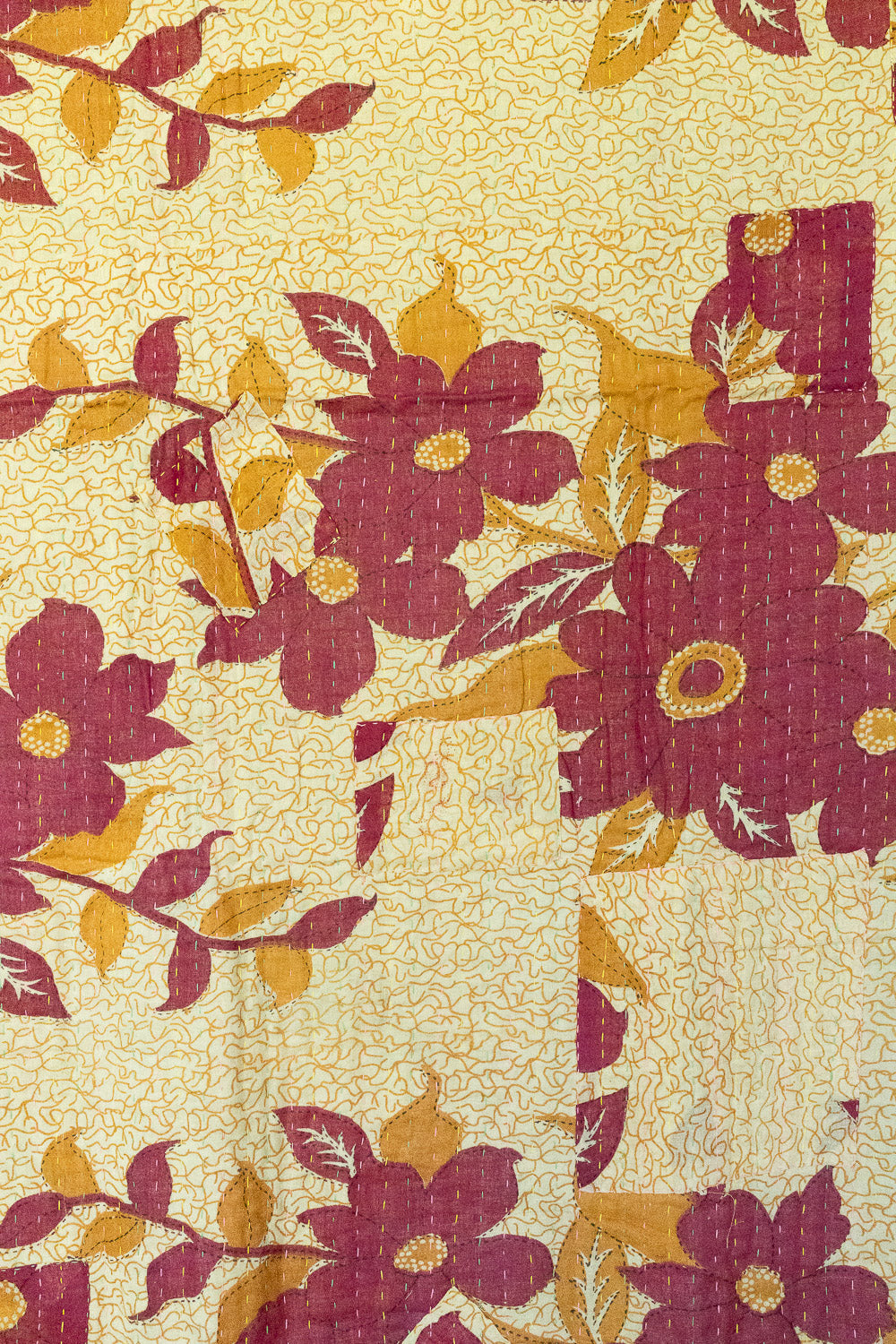 Burgundy Kantha Throw