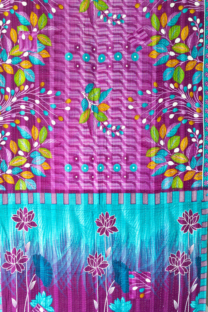 Butterflies Kantha Throw Blanket