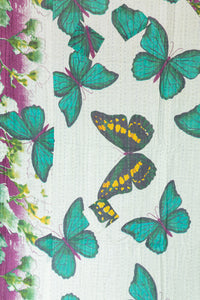 Butterflies Kantha Throw Blanket