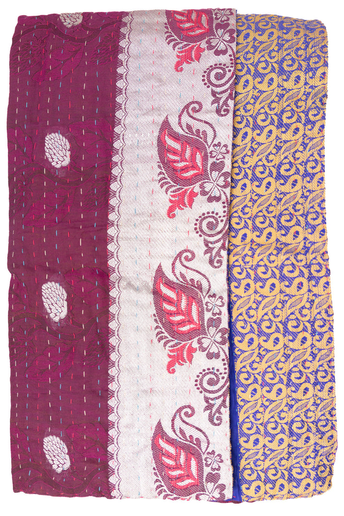 Calming Silk Blend Kantha Throw Blanket