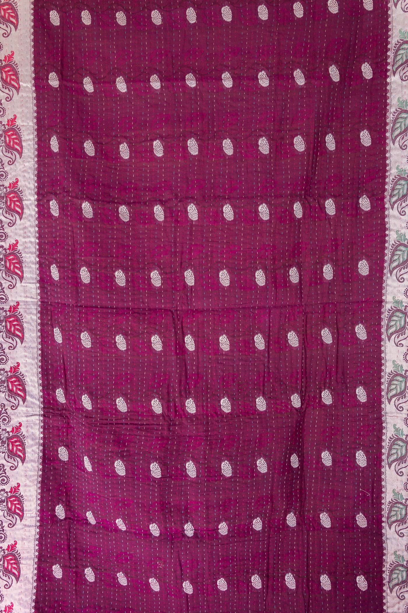 Calming Silk Blend Kantha Throw Blanket