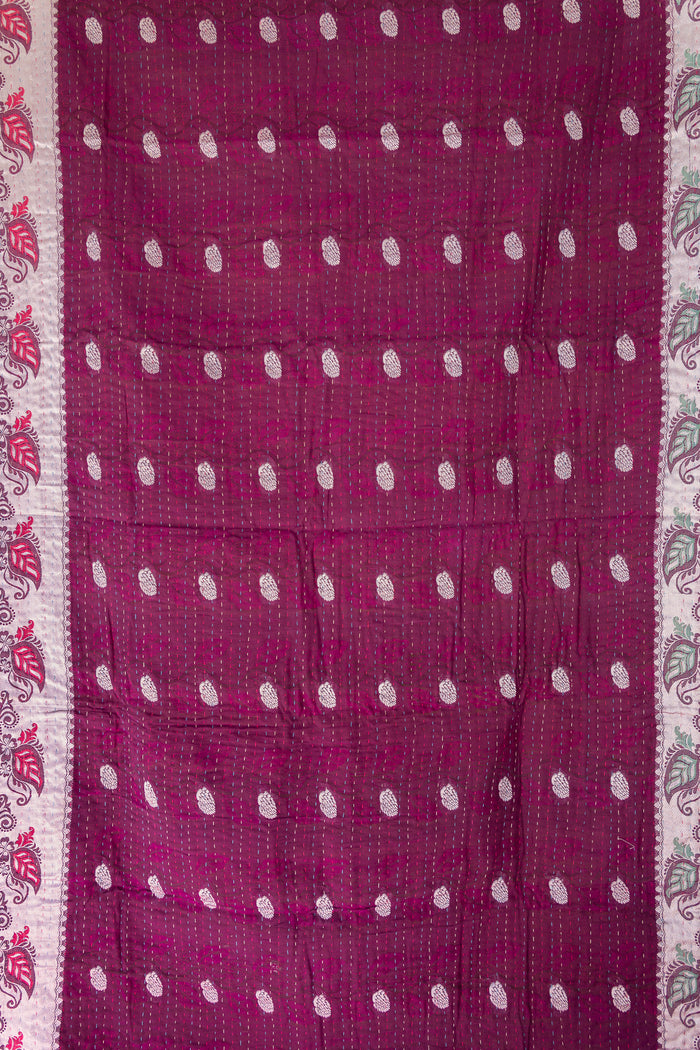 Calming Silk Blend Kantha Throw Blanket
