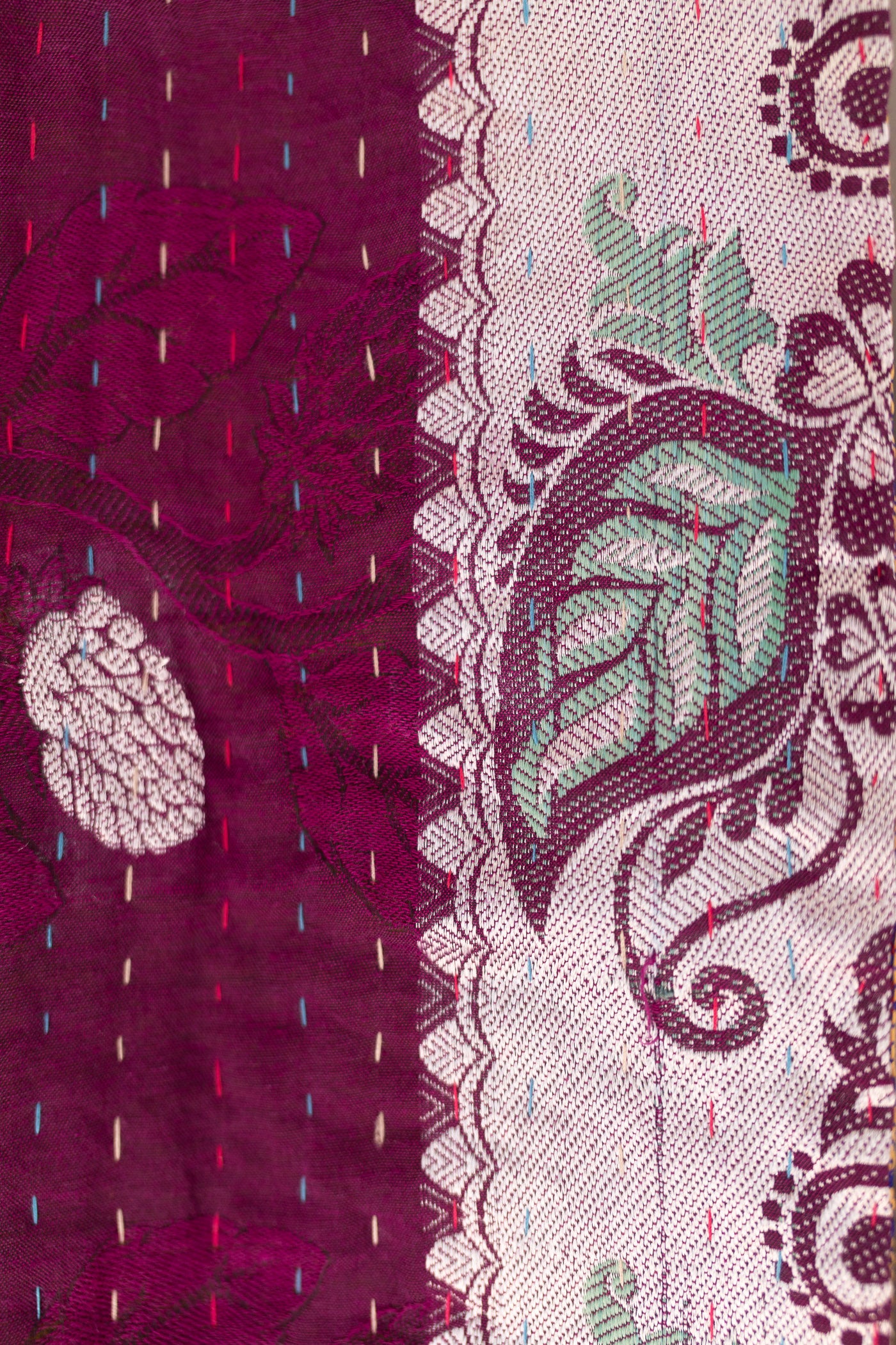 Calming Silk Blend Kantha Throw Blanket