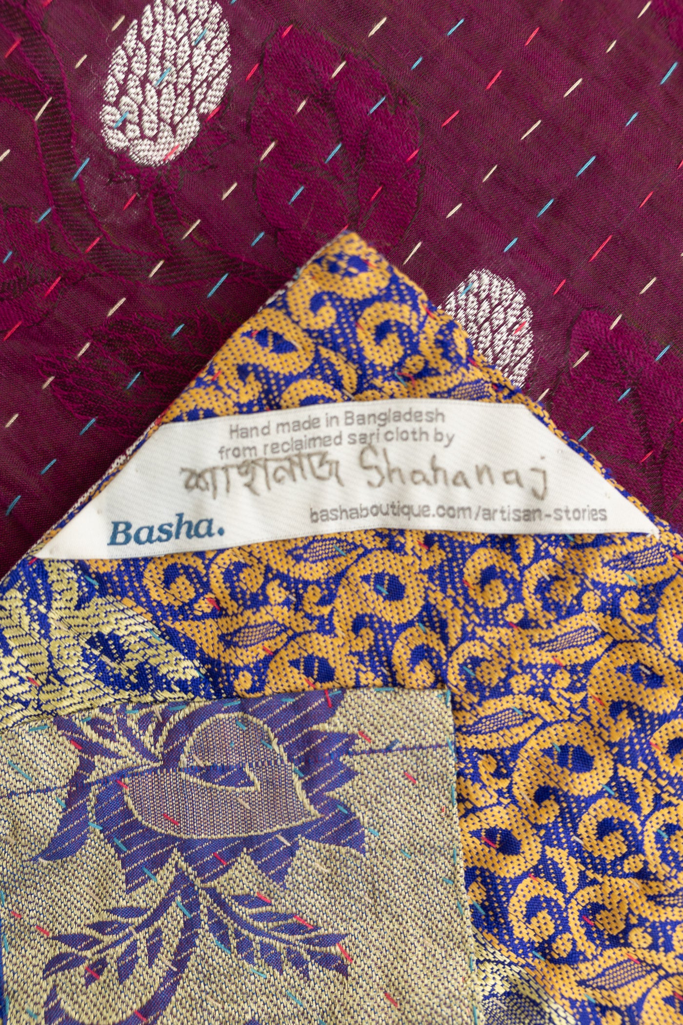 Calming Silk Blend Kantha Throw Blanket