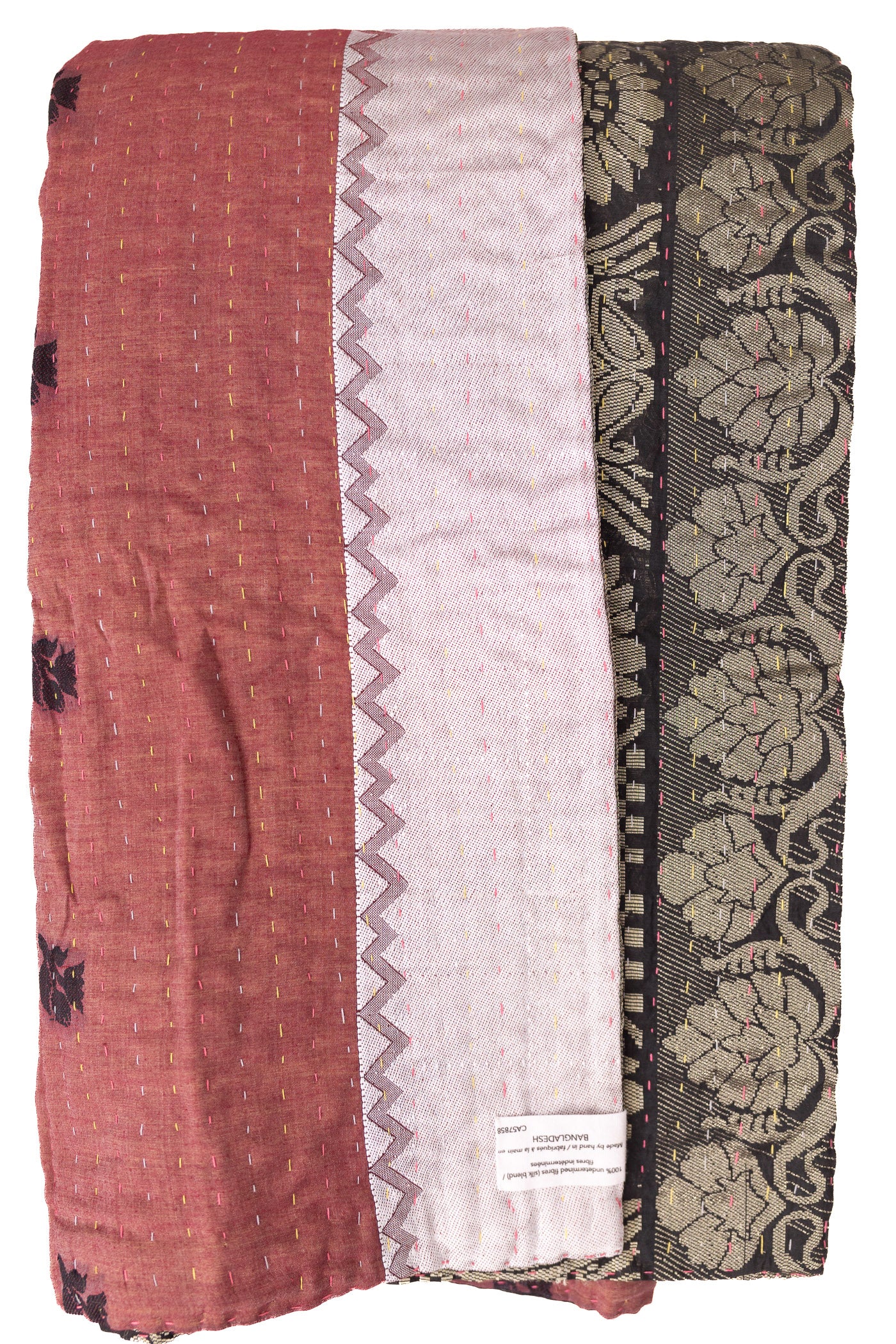 Candid Silk Blend Kantha Throw Blanket