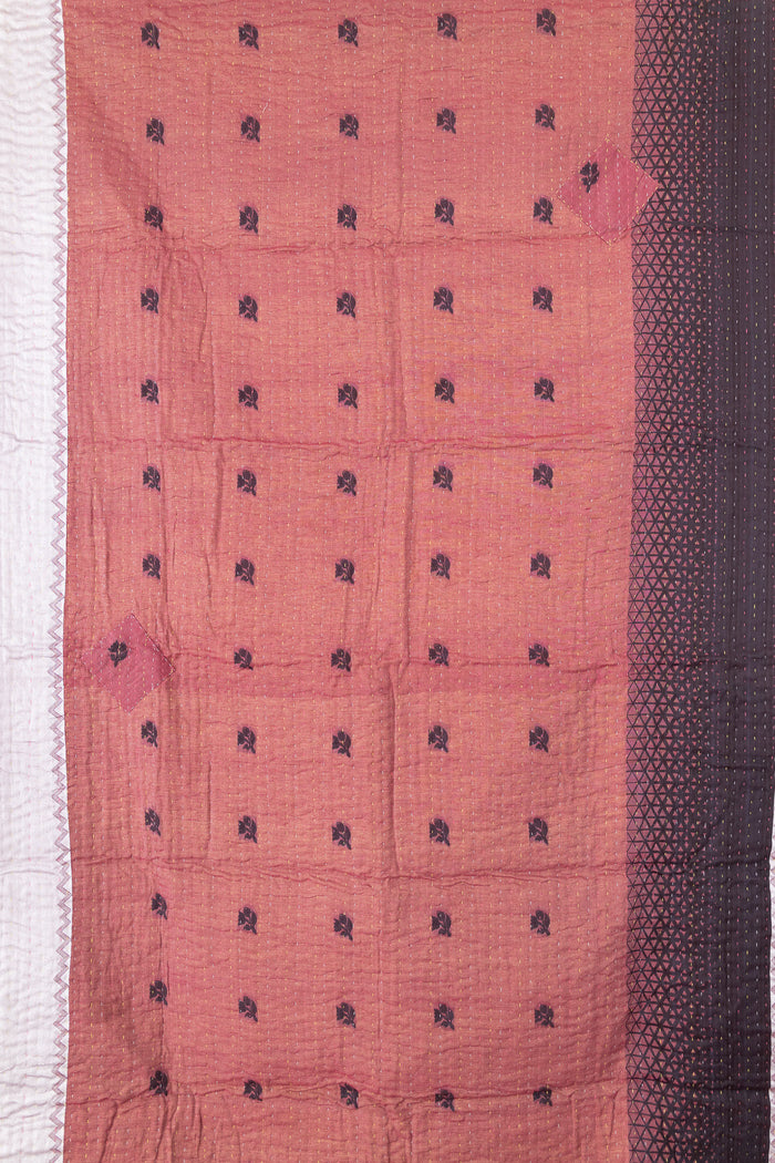 Candid Silk Blend Kantha Throw Blanket