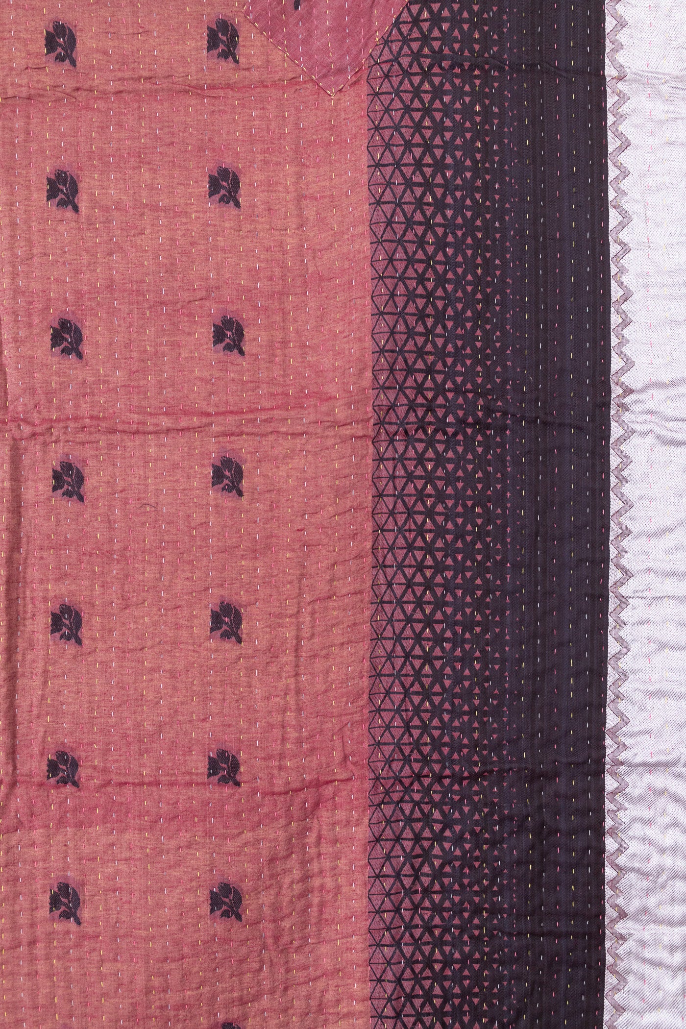 Candid Silk Blend Kantha Throw Blanket