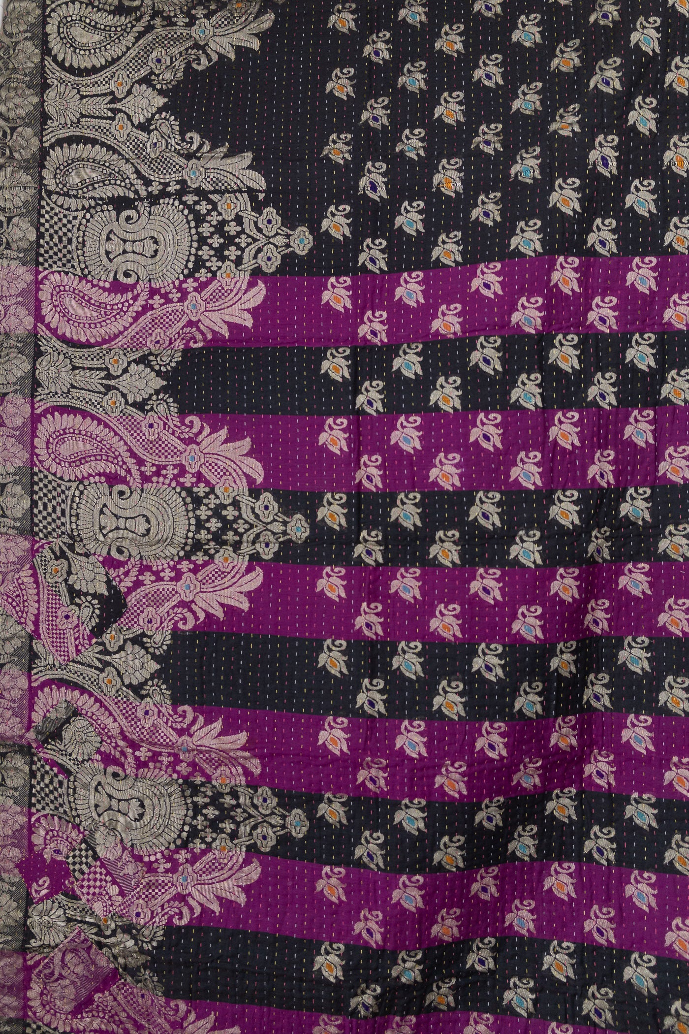 Candid Silk Blend Kantha Throw Blanket