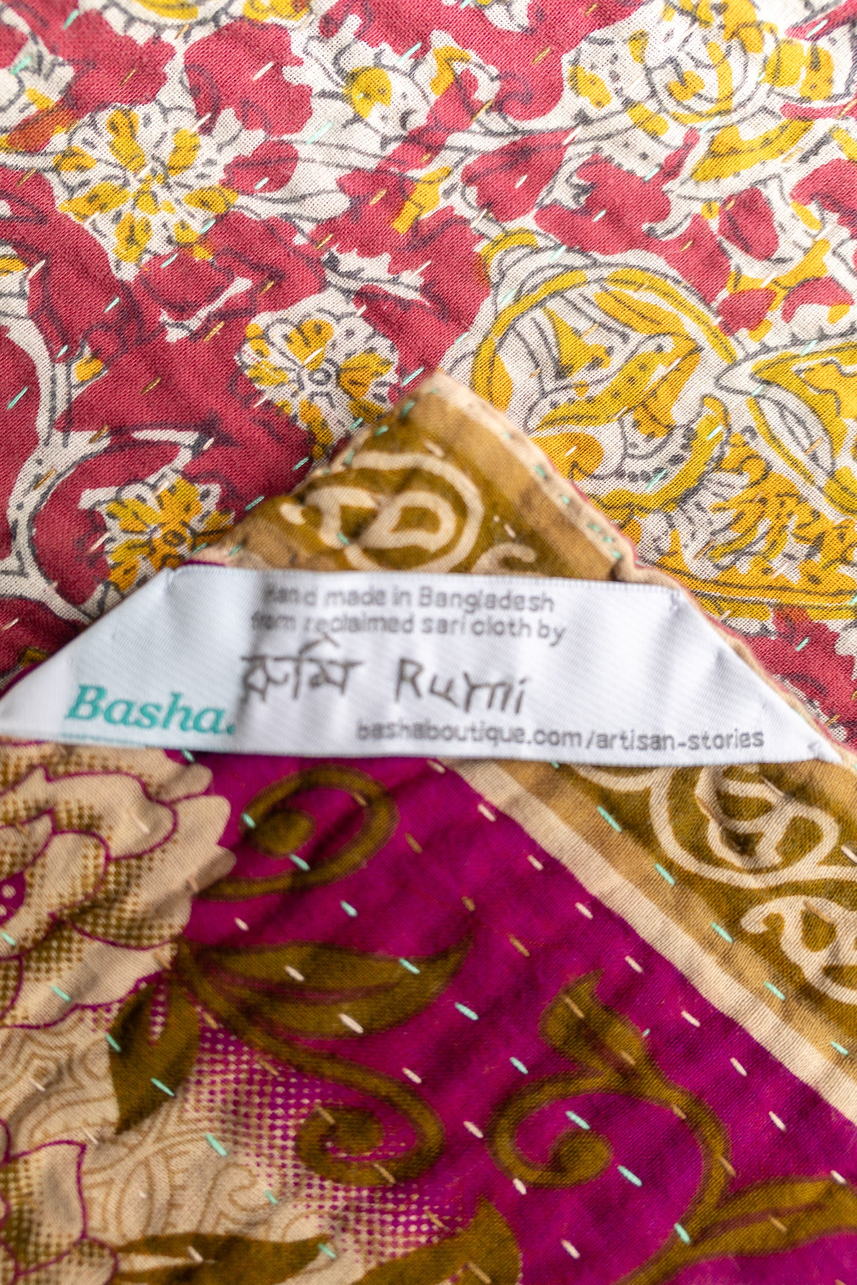 Caring Kantha Throw Blanket