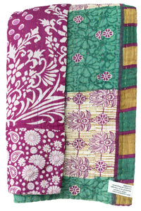 Kantha Large Throw Blanket