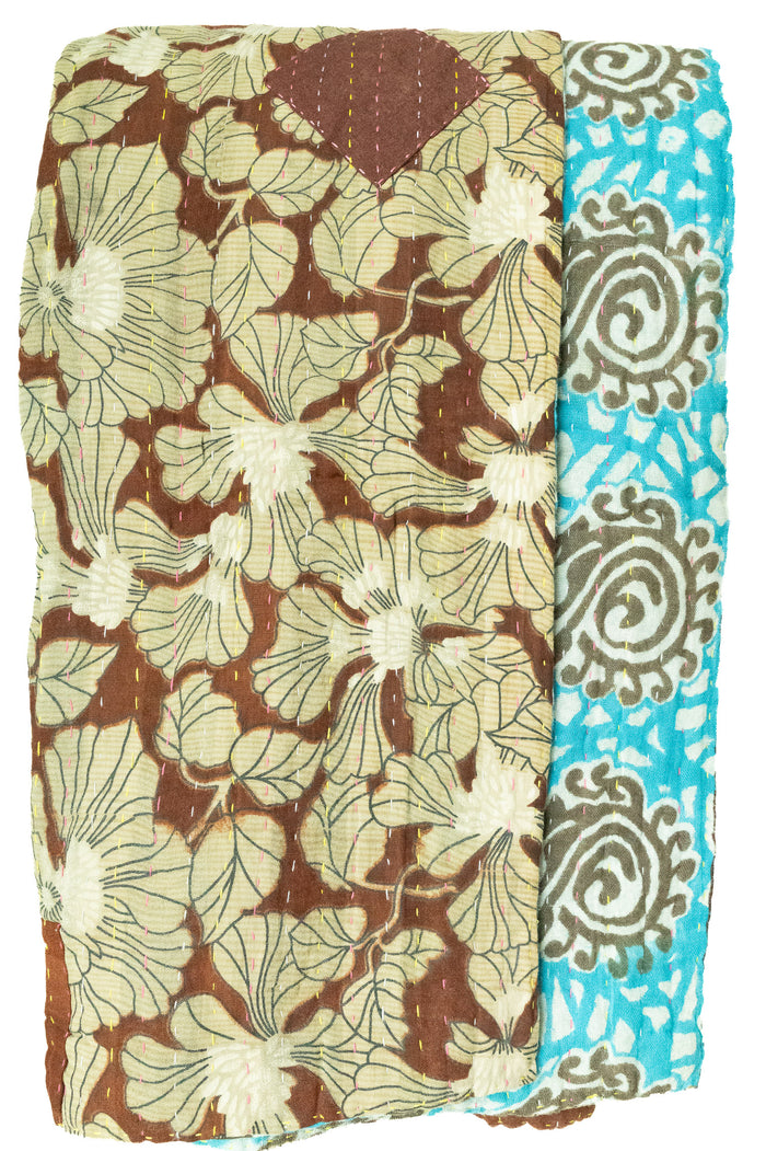 Carnation Kantha Throw Blanket
