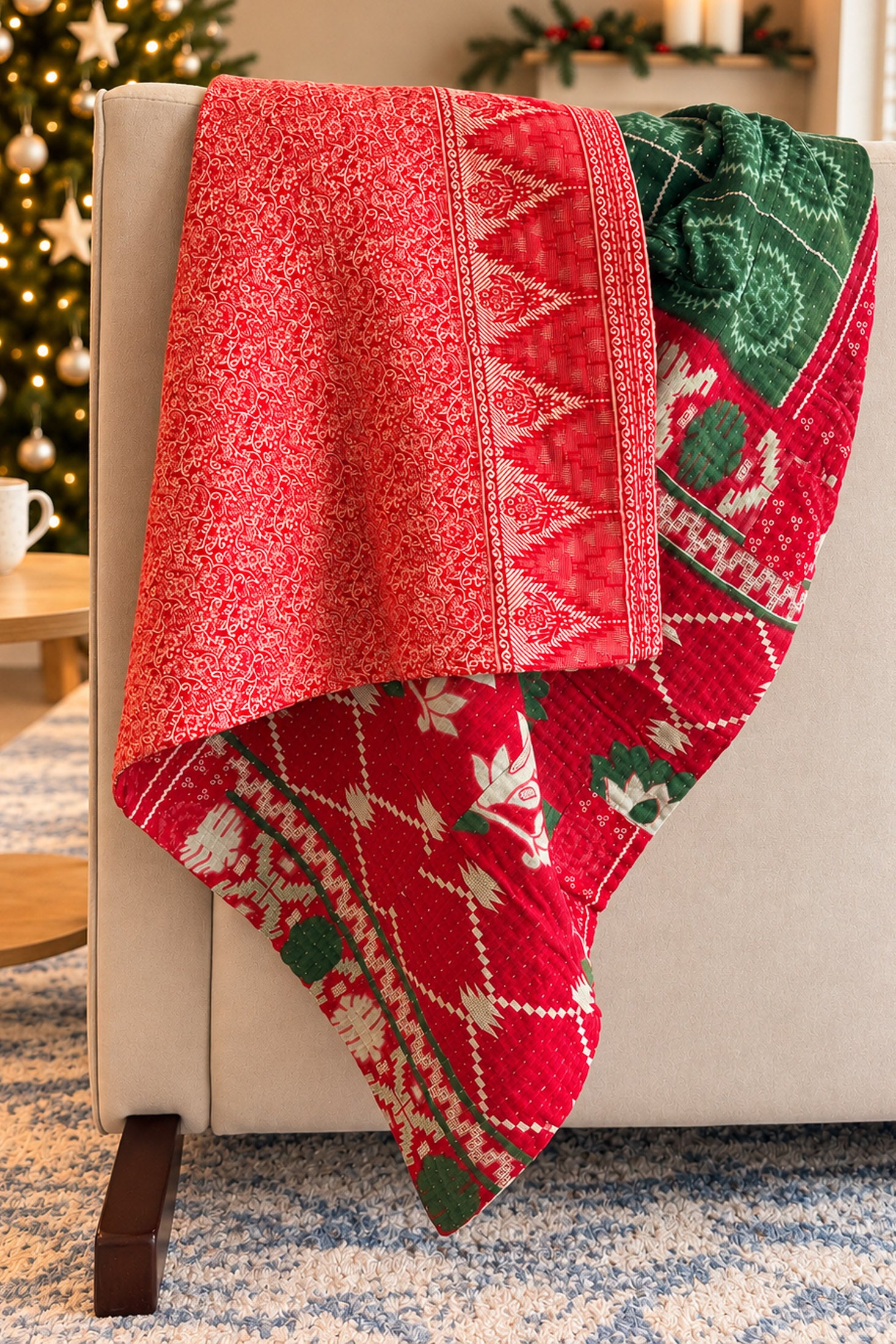 Cedar Holiday Kantha Blanket