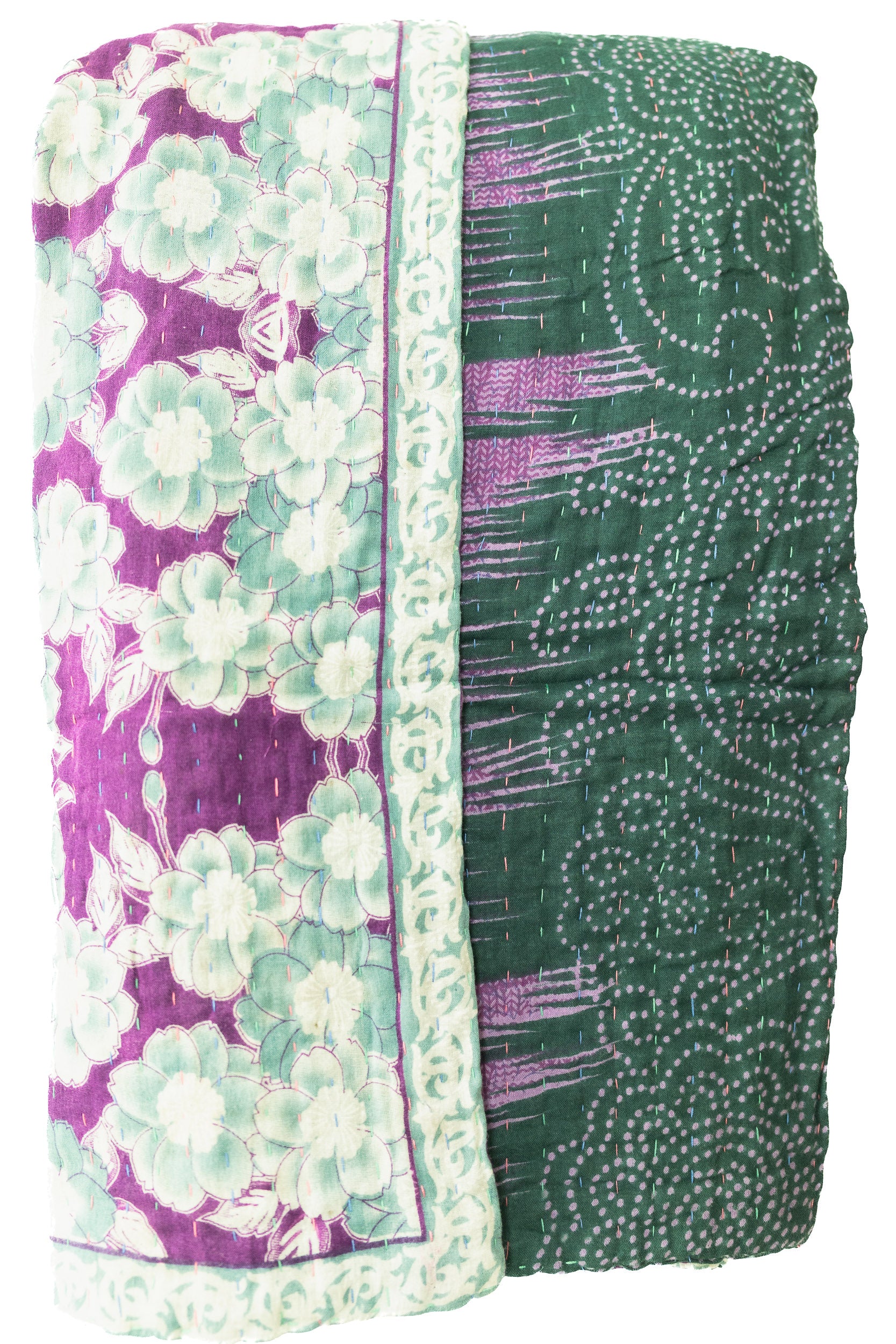 Kantha Large Throw Blanket