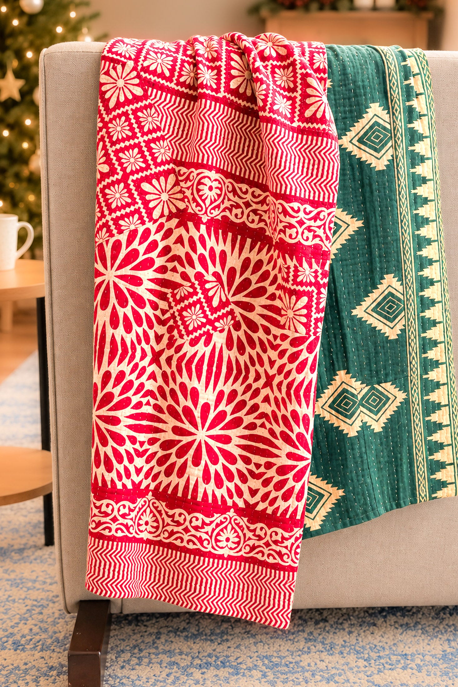 Chestnut Holiday Kantha Blanket