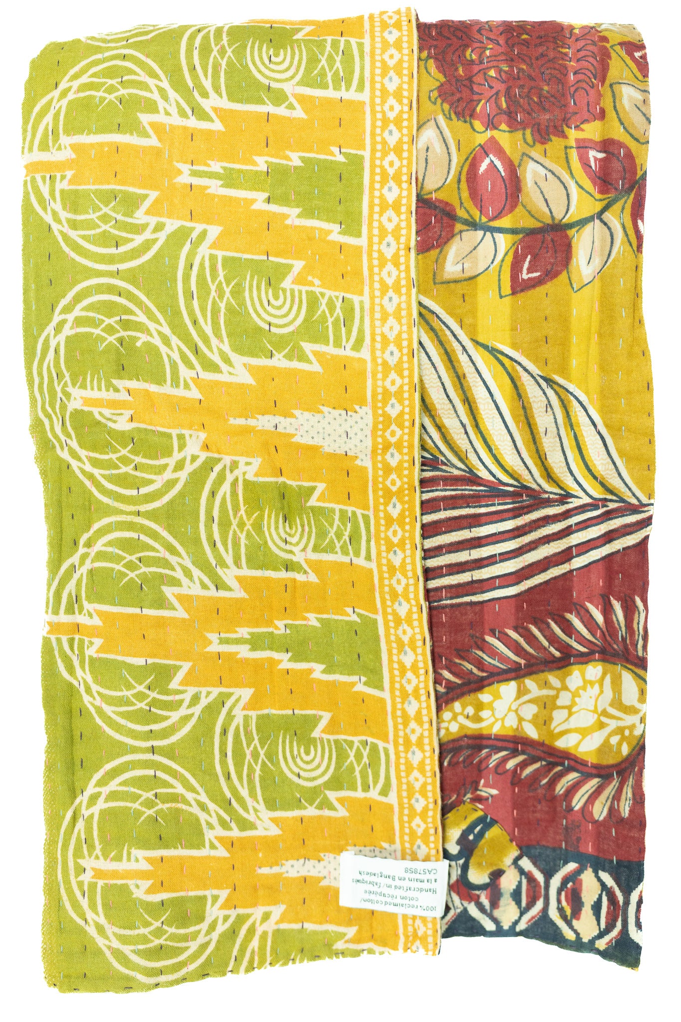 Citrus Kantha Throw Blanket
