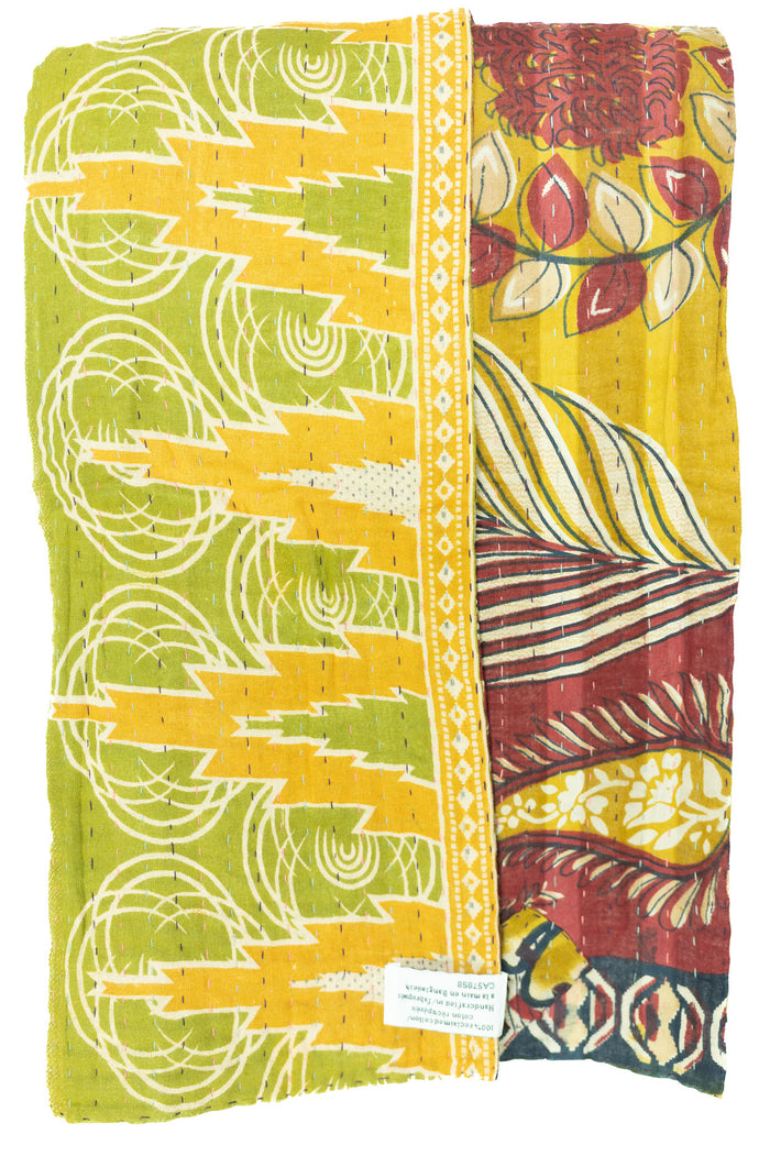 Citrus Kantha Throw Blanket