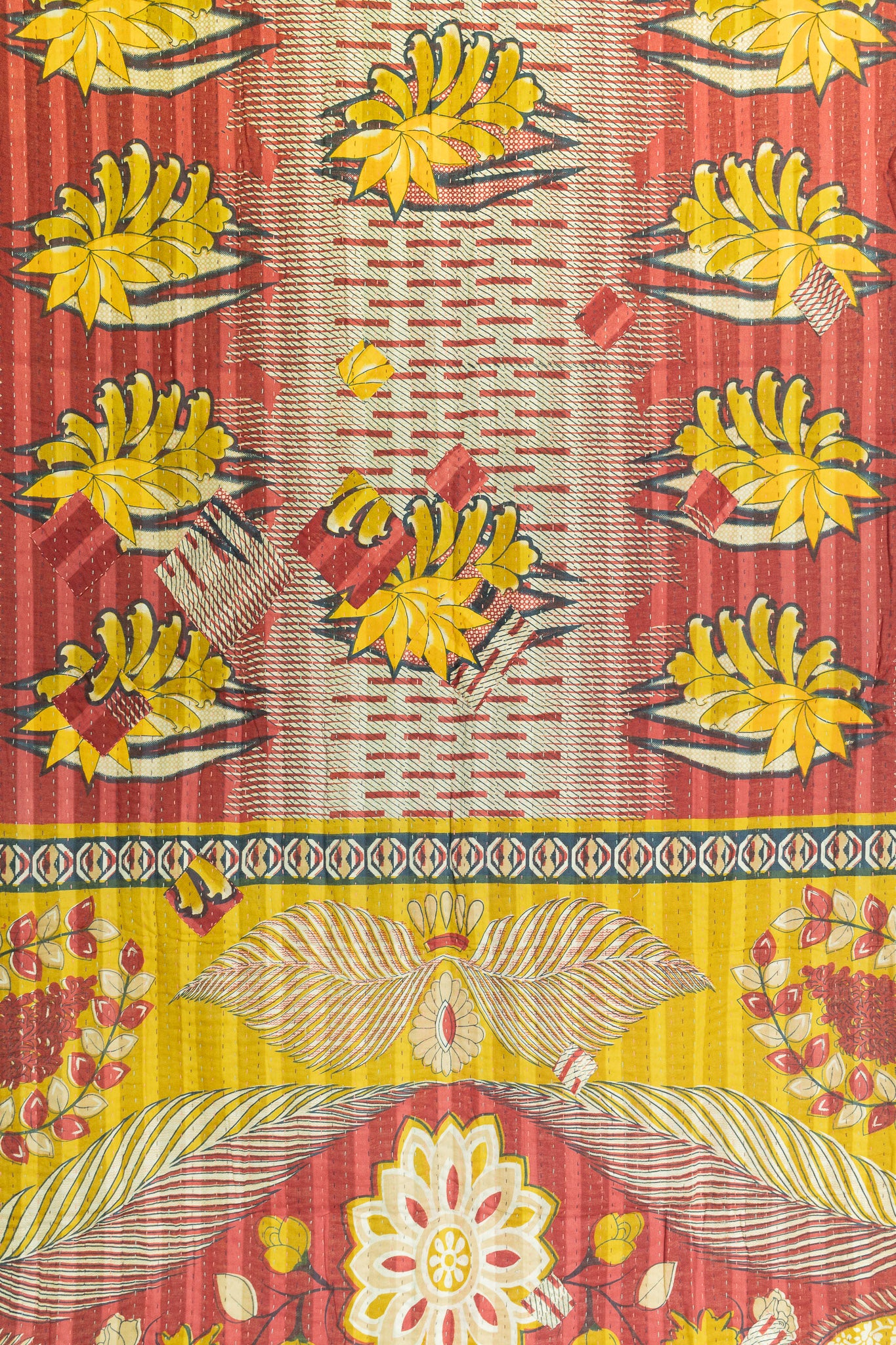 Citrus Kantha Throw Blanket