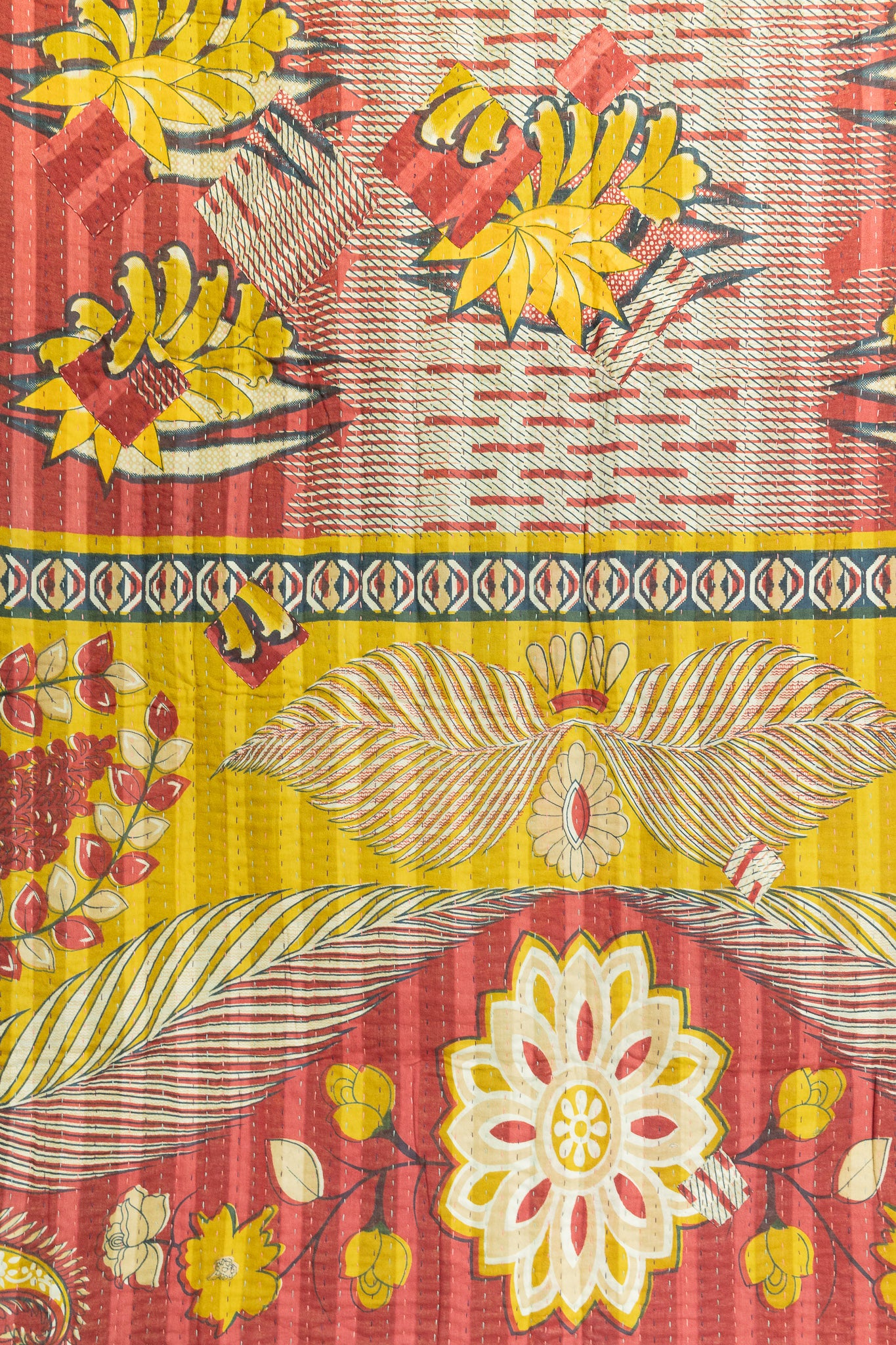 Citrus Kantha Throw Blanket