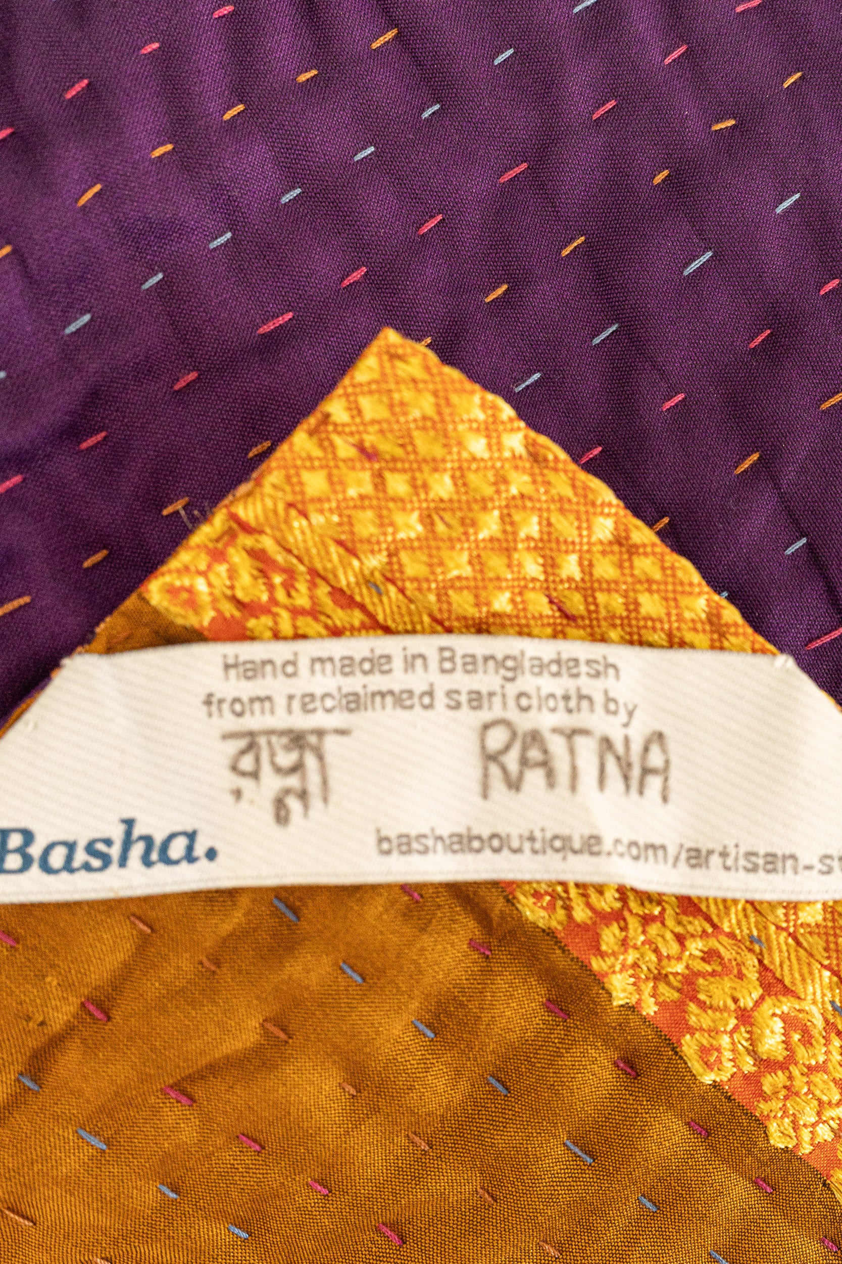 Clear Silk Blend Kantha Throw