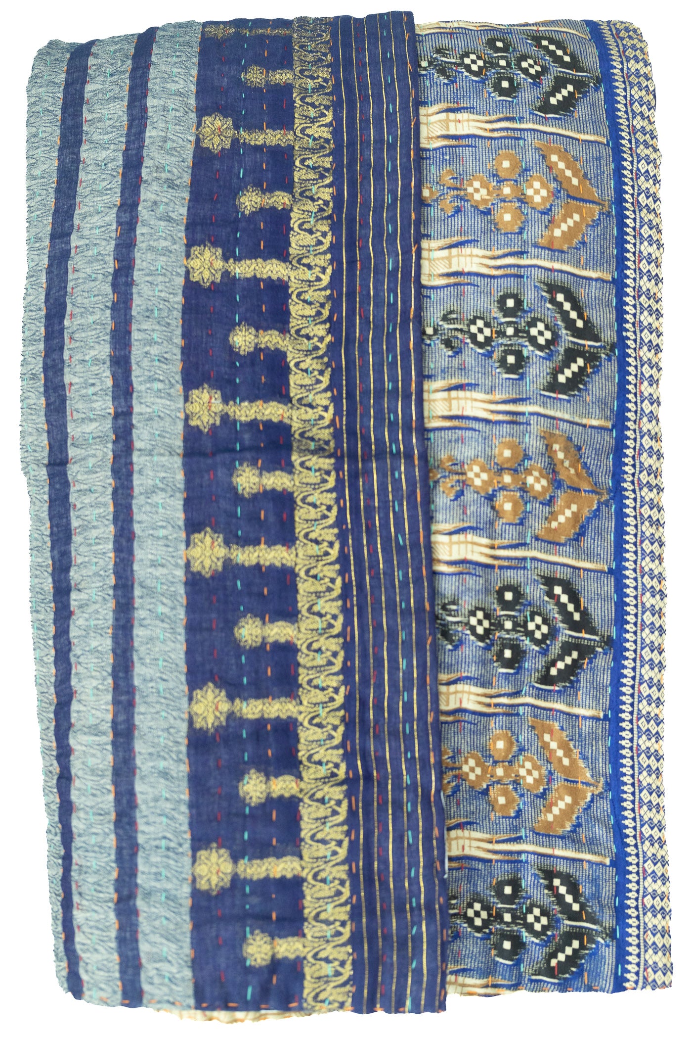 Coastal Silk Blend Kantha Throw Blanket