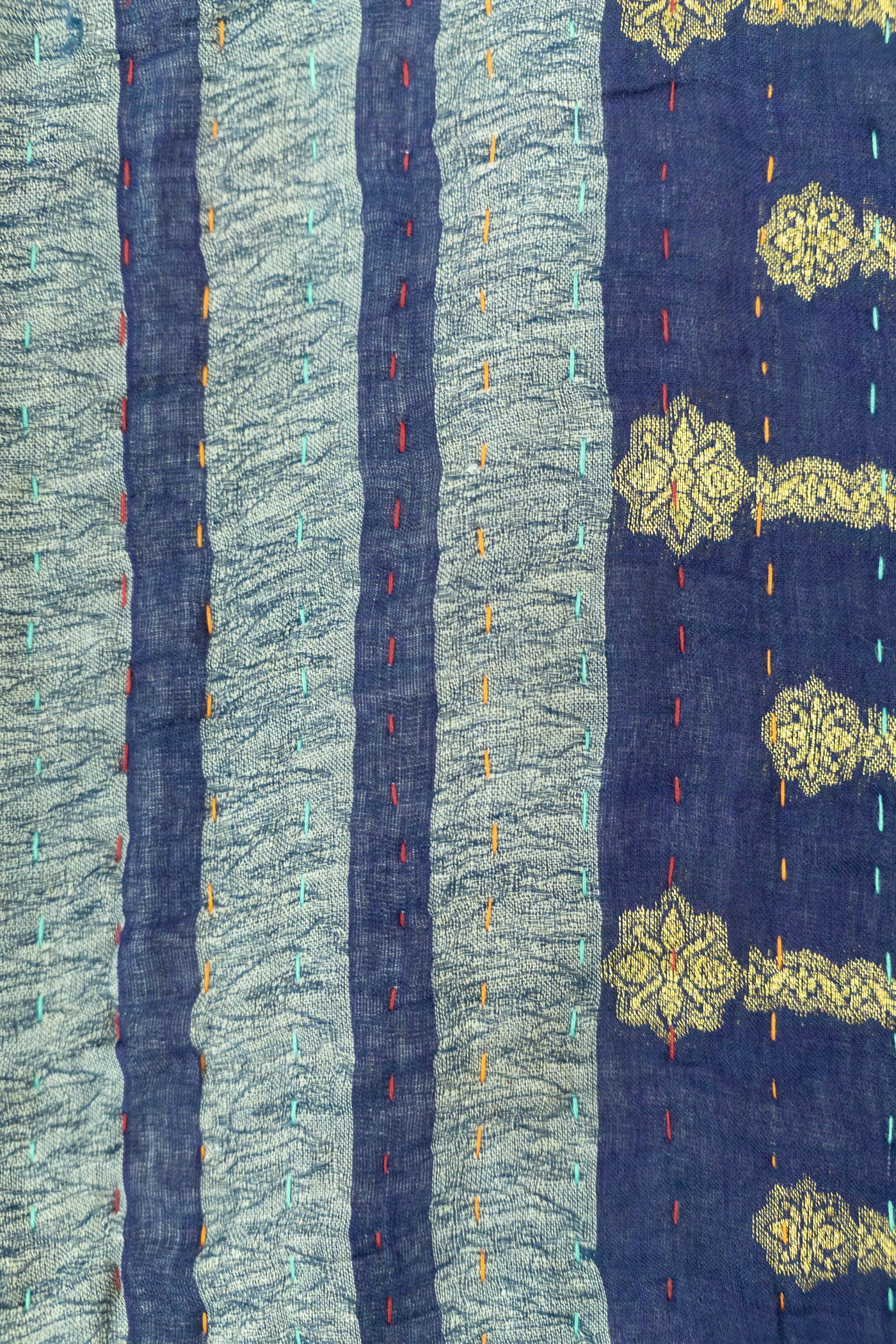 Coastal Silk Blend Kantha Throw Blanket