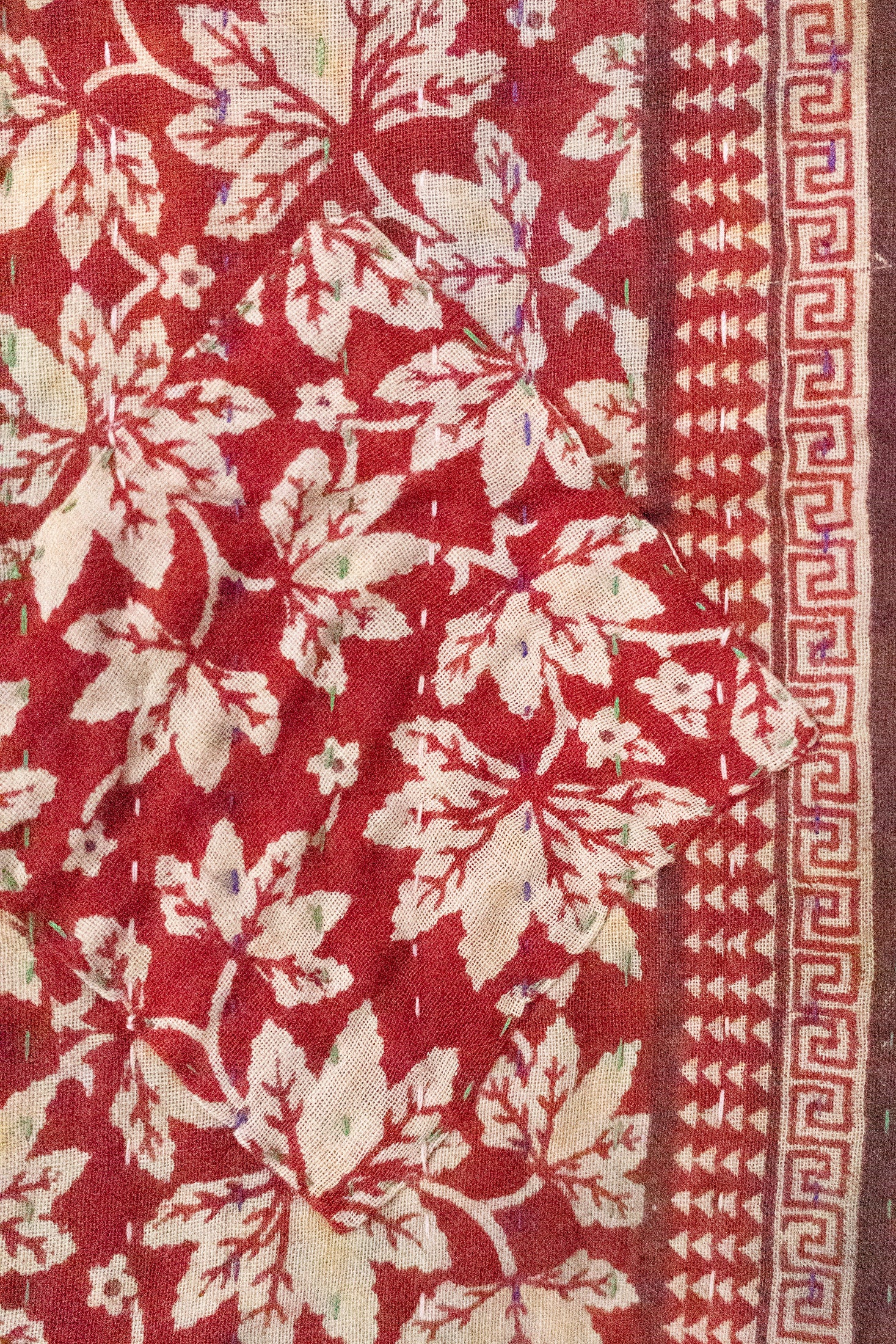Cranberry Holiday Kantha Blanket