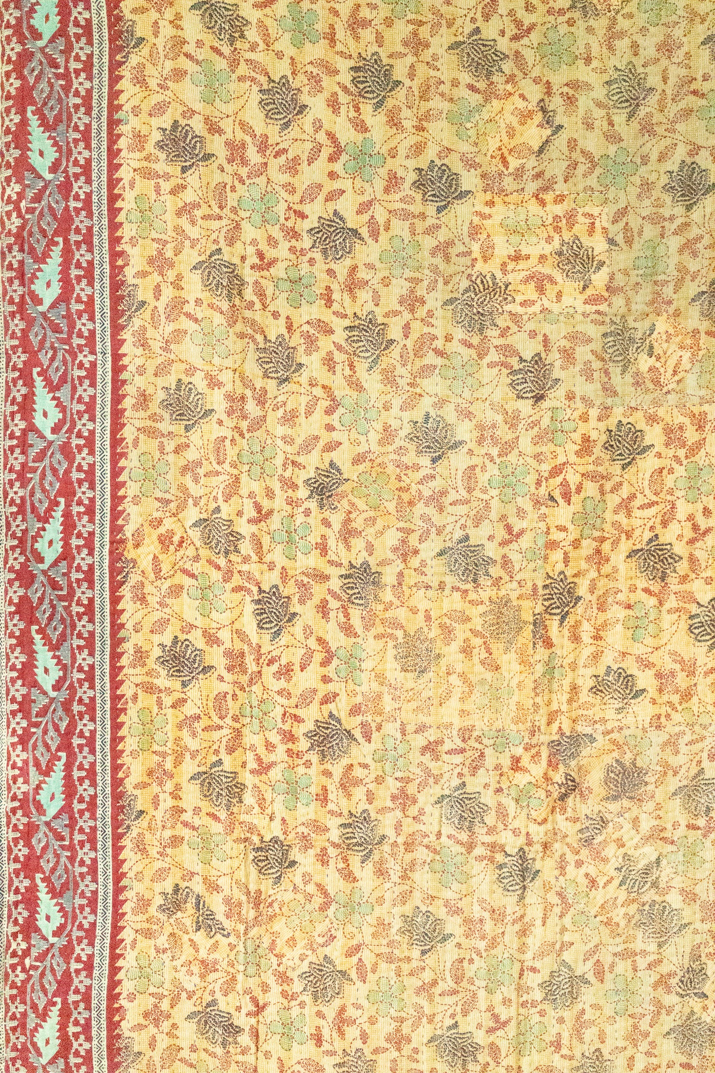 Cranberry Holiday Kantha Blanket